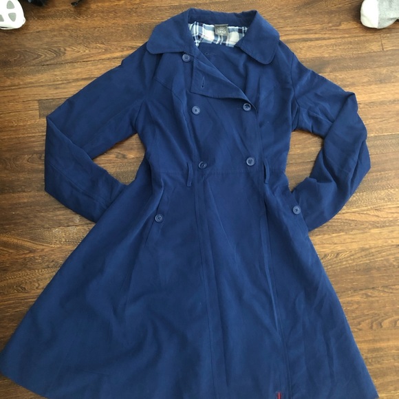 Dr. Who Blue Tardis Trench Coat Jacket Sz S Official BBC- Cute Print Lining RARE - Picture 10 of 12